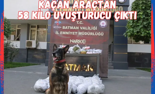 Kaçan araçtan 58 kilo uyuşturucu çıktı