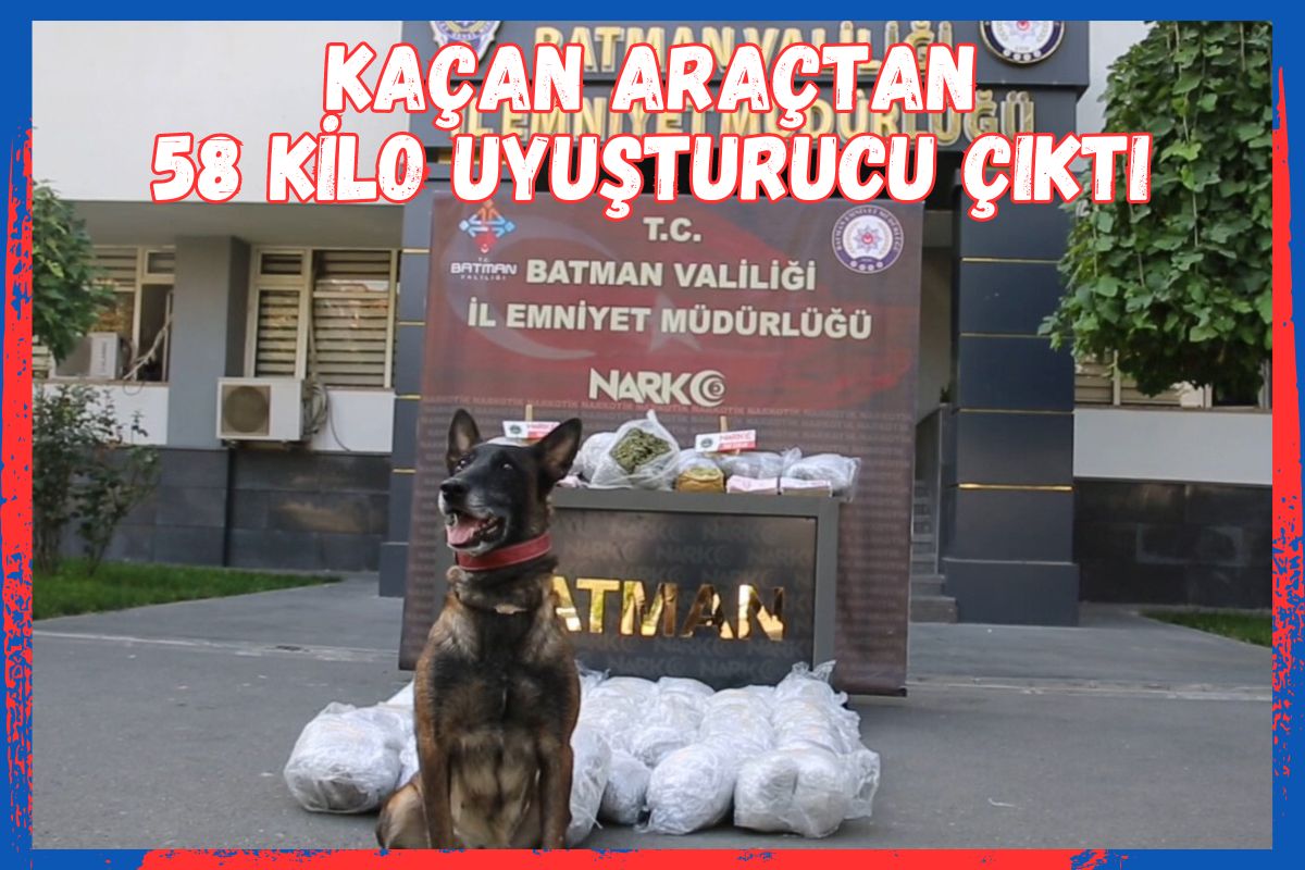 Kaçan araçtan 58 kilo uyuşturucu çıktı