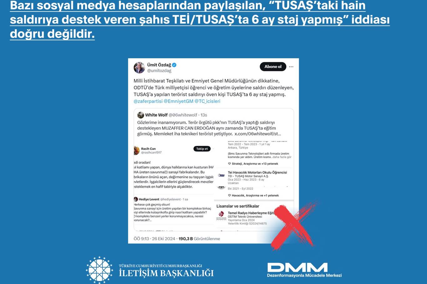 DMM'den "TUSAŞ'ta 6 ay stajla" ilgili haberlere yalanlama