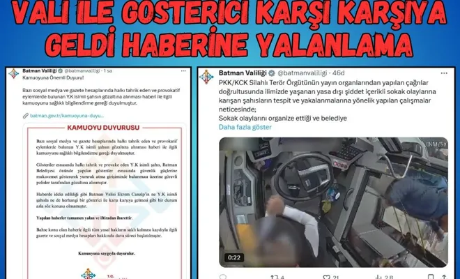 Vali ile Gösterici Karşı Karşıya Geldi Haberine Yalanlama