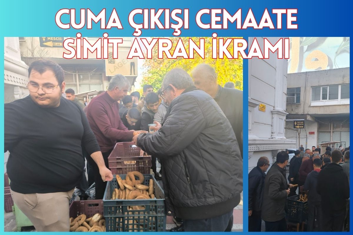 Cuma çıkışı cemaate simit ayran ikramı