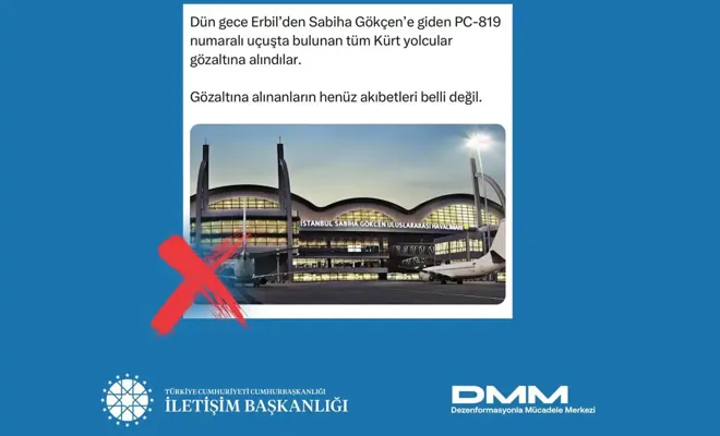 Uçaktaki tüm Kürt yolcuların gözaltına alındığı iddialarına yalanlama